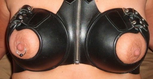 leather titty bra